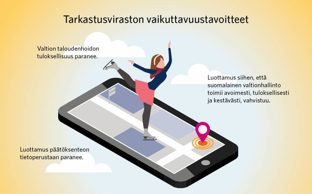 Tavoitteemme ovat: Valtion taloudenhoidon tuloksellisuus paranee. Luottamus päätöksenteon tietoperustaan paranee. Luottamus siihen, että suomalainen valtionhallinto toimii avoimesti, tuloksellisesti ja kestävästi, vahvistuu.